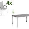 KETTLER Cubic/ Basic Plus Padded Esstischgarnitur, Silber/anthrazit/hellgrau, Alu/Textilene, Tisch 160x90 Cm, 4 Stapelsessel 1 KETTLER Cubic/ Basic Plus Padded Esstischgarnitur, Silber/anthrazit/hellgrau, Alu/Textilene, Tisch 160x90 Cm, 4 Stapelsessel -Gartenmöbel Geschäft 28701 1.jpg