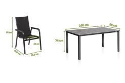 KETTLER Cubic/Basic Plus Padded Esstischgarnitur, Anthrazit, Alu/Kettalit/Textilene, 160x90 Cm, 4 Stapelsessel -Gartenmöbel Geschäft 28772 5.jpg