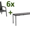 KETTLER Cubic/Basic Plus Esstischgarnitur, Anthrazit, Alu/HPL/Textilene, 140/210x70 Cm, 6 Stapelsessel -Gartenmöbel Geschäft 28833 01.jpg