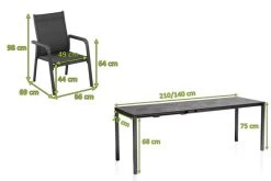 KETTLER Cubic/Basic Plus Esstischgarnitur, Anthrazit, Alu/HPL/Textilene, 140/210x70 Cm, 6 Stapelsessel -Gartenmöbel Geschäft 28833 05.jpg