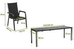 KETTLER Cubic/Basic Plus Padded Esstischgarnitur, Anthrazit, Alu/HPL/Textilene, 140/210x70 Cm, 6 Stapelsessel -Gartenmöbel Geschäft 28841 05.jpg