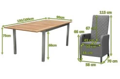 OUTFLEXX Malaga Sitzgruppe, Natur/anthrazit/flanelle, FSC-Teak/Edelstahl/Alu/Sunbrella, 150/200x90cm, 8 Sessel, Plattenstärke 20mm, Verstellbare Rückenlehne -Gartenmöbel Geschäft 28873 05.jpg