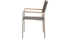 OUTFLEXX Stuhl, Taupe, Edelstahl/Textilene, Padded, Armlehnen Aus FSC-Teakholz, 62x56,5x86cm -Gartenmöbel Geschäft 2 13516.jpg