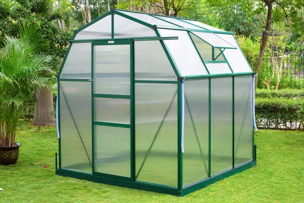 OUTFLEXX Gewächshaus, Grün, Alu/Polycarbonat, 6mm, Inkl. Fundament, Pulverb. 195 X 195 X 205 Cm 4 OUTFLEXX Gewächshaus, Grün, Alu/Polycarbonat, 6mm, Inkl. Fundament, Pulverb. 195 X 195 X 205 Cm – Bild 2