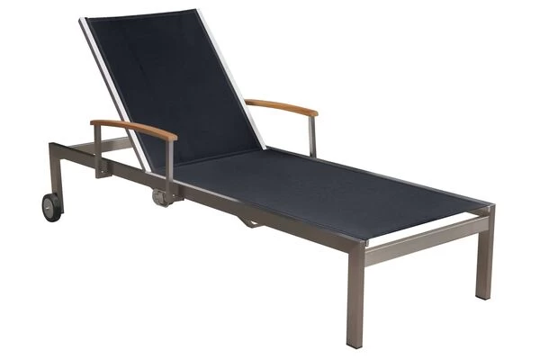 OUTFLEXX 2er-Set Sonnenliegen, Schwarz, Edelstahl/Teak, 195,5x74x35cm, Mit Beistelltisch 45x45cm 8 OUTFLEXX 2er-Set Sonnenliegen, Schwarz, Edelstahl/Teak, 195,5x74x35cm, Mit Beistelltisch 45x45cm – Bild 6