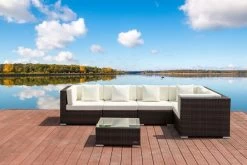 OUTFLEXX Loungemöbel-Set, 5 Pers, Braun Marmoriert, Polyrattan, Wasserfeste Kissenbox, Inkl. Beistelltisch -Gartenmöbel Geschäft 2 16064 BOX B.jpg