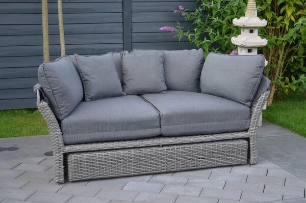 OUTFLEXX Sonneninsel, Grau, Polyrattan, Halbrund, 193 X 104 X 74 Cm, Hocker Drehbar, Dach Klappbar 4 OUTFLEXX Sonneninsel, Grau, Polyrattan, Halbrund, 193 X 104 X 74 Cm, Hocker Drehbar, Dach Klappbar – Bild 2