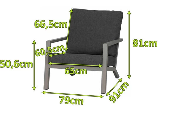 SIENA GARDEN Belia Loungesessel, Matt-silber, Aluminium, 79x91x81 Cm, Inkl. Polster Dunkelgrau 4 SIENA GARDEN Belia Loungesessel, Matt-silber, Aluminium, 79x91x81 Cm, Inkl. Polster Dunkelgrau – Bild 2