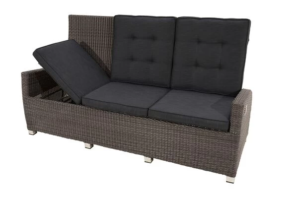 Ploß Rocking Comfort Dining / Lounge 3-Sitzer Sofa, Grau/braun-meliert, Polyrattan, 210x85x112 Cm, Verstellbar 4 Ploß Rocking Comfort Dining / Lounge 3-Sitzer Sofa, Grau/braun-meliert, Polyrattan, 210x85x112 Cm, Verstellbar – Bild 2