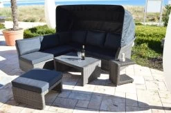 Ploß Rocking Loungeset, Grau/braun-meliert, Polyrattan, 5-6 Personen, Inkl. Sonnendach