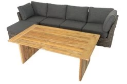 OUTFLEXX Loungegarnitur, Polyrattan/Teakholz, Tisch 160x90cm, Für 5 Personen, Wasserfeste Kissenbox -Gartenmöbel Geschäft 2 19390.jpg