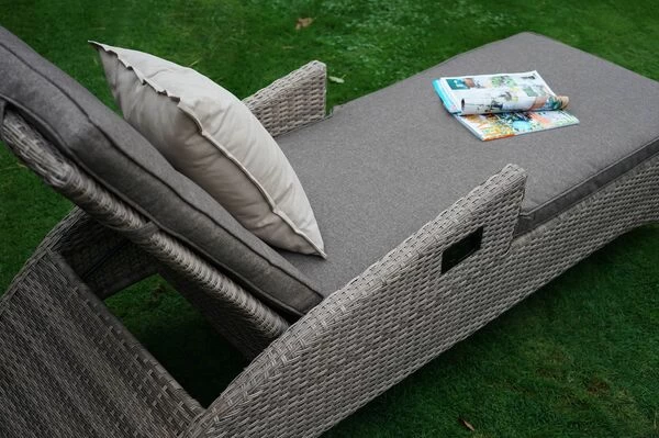 Ploß Rabida Comfort Rollliege, Champagner-meliert, Polyrattan, 198x68x44cm, Verstellbar, Hohe Sitzhöhe 4 Ploß Rabida Comfort Rollliege, Champagner-meliert, Polyrattan, 198x68x44cm, Verstellbar, Hohe Sitzhöhe – Bild 2