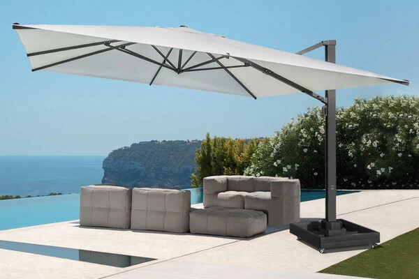 OUTFLEXX Ultimate XL Ampelschirm, Anthrazit/creme, Alu/Spuncrylic®, 450x450cm, Inkl. Befüllbarem Schirmständer 4 OUTFLEXX Ultimate XL Ampelschirm, Anthrazit/creme, Alu/Spuncrylic®, 450x450cm, Inkl. Befüllbarem Schirmständer – Bild 2