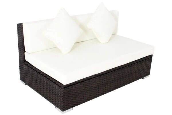 OUTFLEXX 2-Sitzer Mittelelement, Braun, Polyrattan, 140x85x70cm, Inkl. Polster, Wasserfeste Kissenbox 4 OUTFLEXX 2-Sitzer Mittelelement, Braun, Polyrattan, 140x85x70cm, Inkl. Polster, Wasserfeste Kissenbox – Bild 2