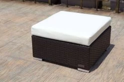 OUTFLEXX Beistelltisch/Hocker, Braun, Polyrattan, Inkl. Glasplatte Und Polster -Gartenmöbel Geschäft 2 2393 8.jpg