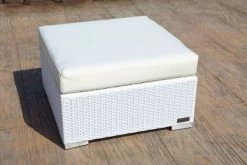 OUTFLEXX Beistelltisch/Hocker, Weiß, Polyrattan, Inkl. Glasplatte Und Polster -Gartenmöbel Geschäft 2 2511 8.jpg