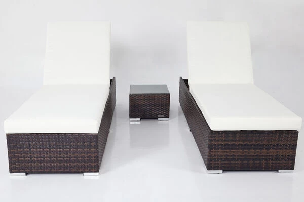 OUTFLEXX 2er-Set Sonnenliegen, Braun Marmoriert, Polyrattan, Je 200x70x45cm, Mit Beistelltisch 4 OUTFLEXX 2er-Set Sonnenliegen, Braun Marmoriert, Polyrattan, Je 200x70x45cm, Mit Beistelltisch – Bild 2
