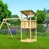 KARIBU Anna Spielturm, Naturbelassen, Nordische Fichte, 347x264x270cm, Mit Doppelschaukel