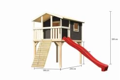 KARIBU Benjamin Stelzenhaus, Terragrau, Nordische Fichte, 198x244x309cm, Mit Rutsche Rot Und Holzrampe 13 KARIBU Benjamin Stelzenhaus, Terragrau, Nordische Fichte, 198x244x309cm, Mit Rutsche Rot Und Holzrampe -Gartenmöbel Geschäft 30416 14 05.jpg