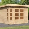KARIBU Gartenhaus Kastorf 6, Naturbelassen, Fichtenholz 28mm, 305 X 274 X 222 Cm, Flachdach, Inkl. Oberlicht -Gartenmöbel Geschäft 30463 1 01.jpg