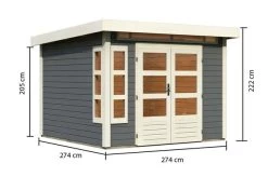 KARIBU Gartenhaus Kastorf 6, Terragrau, Fichtenholz 28mm, 305 X 274 X 222 Cm, Flachdach, Inkl. Oberlicht -Gartenmöbel Geschäft 30463 2 05.jpg