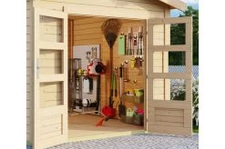 KARIBU Gartenhaus Theres 3, Naturbelassen, Fichtenholz 28mm, 270 X 244 X 242 Cm, Satteldach, Massivholzdach -Gartenmöbel Geschäft 30470 1 02.jpg