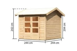 KARIBU Gartenhaus Theres 3, Naturbelassen, Fichtenholz 28mm, 270 X 244 X 242 Cm, Satteldach, Massivholzdach -Gartenmöbel Geschäft 30470 1 05.jpg