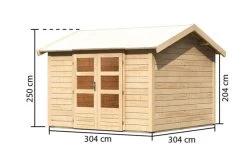 KARIBU Gartenhaus Theres 7, Naturbelassen, Fichtenholz 28mm, 337 X 304 X 250 Cm, Satteldach, Massivholzdach -Gartenmöbel Geschäft 30470 3 05.jpg