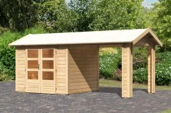 KARIBU Gartenhaus Theres 3, Naturbelassen, Fichtenholz 28mm, 528 X 240 X 242 Cm, Satteldach, Inkl. Dachausbauelement -Gartenmöbel Geschäft 30471 1 02.jpg