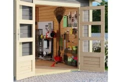 KARIBU Gartenhaus Theres 7, Terragrau, Fichtenholz 28mm, 648 X 304 X 250 Cm, Satteldach, Inkl. Dachausbauelement -Gartenmöbel Geschäft 30471 4 02.jpg