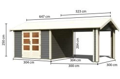 KARIBU Gartenhaus Theres 7, Terragrau, Fichtenholz 28mm, 648 X 304 X 250 Cm, Satteldach, Inkl. Dachausbauelement -Gartenmöbel Geschäft 30471 4 05.jpg