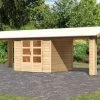 KARIBU Gartenhaus Theres 3, Naturbelassen, Fichtenholz 28mm, 767 X 240 X 242 Cm, Satteldach, 2 Dachausbauelemente -Gartenmöbel Geschäft 30472 1 01.jpg