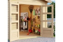 KARIBU Gartenhaus Theres 7, Naturbelassen, Fichtenholz 28mm, 947 X 304 X 250 Cm, Satteldach, 2 Dachausbauelemente -Gartenmöbel Geschäft 30472 3 03.jpg