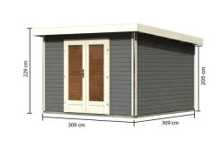 KARIBU Gartenhaus Radeburg 1, Terragrau, Fichtenholz 40mm, 346 X 309 X 229,5 Cm, Pultdach, Massivholzdach -Gartenmöbel Geschäft 30473 2 05.jpg