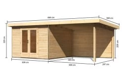 KARIBU Gartenhaus Radeburg 1, Naturbelassen, Fichtenholz 40mm, 664 X 309 X 229,5 Cm, Pultdach, Anbau 3,3m Mit Rückwand -Gartenmöbel Geschäft 30475 1 05.jpg