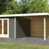KARIBU Gartenhaus Radeburg 1, Terragrau, Fichtenholz 40mm, 664 X 309 X 229,5 Cm, Pultdach, Anbau 3,3m Mit Rückwand -Gartenmöbel Geschäft 30475 2 01.jpg