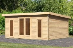 KARIBU Gartenhaus Radeburg 4, Naturbelassen, Fichtenholz 40mm, 528 X 368 X 231 Cm, Flachdach, Inkl. 2 Drehkippfenster -Gartenmöbel Geschäft 30476 5 02.jpg
