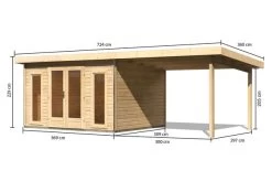 KARIBU Gartenhaus Radeburg 2, Naturbelassen, Fichtenholz 40mm, 724 X 309 X 229,5 Cm, Pultdach, Anbau 3,3m -Gartenmöbel Geschäft 30477 1 05.jpg