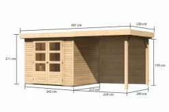 KARIBU Gartenhaus Askola 3, Naturbelassen, Fichtenholz 19mm, 491 X 217 X 211 Cm, Flachdach, Anbau 2,4m Mit Rückwand -Gartenmöbel Geschäft 30537 3 05.jpg