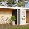 KARIBU Gartenhaus Askola 3, Terragrau, Fichtenholz 19mm, 491 X 217 X 211 Cm, Flachdach, Anbau 2,4m Mit Rückwand -Gartenmöbel Geschäft 30537 4 01.jpg