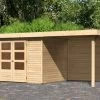 KARIBU Gartenhaus Askola 4, Naturbelassen, Fichtenholz 19mm, 554 X 217 X 211 Cm, Flachdach, Anbau 2,4m Mit Rückwand -Gartenmöbel Geschäft 30537 7 01.jpg