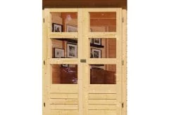 KARIBU Gartenhaus Askola 4, Naturbelassen, Fichtenholz 19mm, 554 X 217 X 211 Cm, Flachdach, Anbau 2,4m Mit Rückwand -Gartenmöbel Geschäft 30537 7 02.jpg