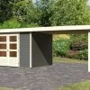 KARIBU Gartenhaus Askola 5, Terragrau, Fichtenholz 19mm, 591,5 X 246 X 211 Cm, Flachdach, Seitlicher Anbau 2,8m -Gartenmöbel Geschäft 30539 2 01.jpg