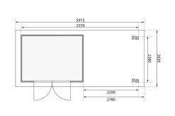 KARIBU Gartenhaus Askola 5, Terragrau, Fichtenholz 19mm, 591,5 X 246 X 211 Cm, Flachdach, Seitlicher Anbau 2,8m -Gartenmöbel Geschäft 30539 2 06.jpg