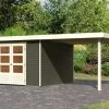 KARIBU Gartenhaus Askola 6, Terragrau, Fichtenholz 19mm, 591,5 X 306 X 216 Cm, Flachdach, Seitlicher Anbau 2,8m -Gartenmöbel Geschäft 30539 4 01.jpg