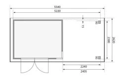 KARIBU Gartenhaus Kerko 5, Naturbelassen, Fichtenholz 19mm, 554 X 246 X 210 Cm, Flachdach, Anbau 2,4m -Gartenmöbel Geschäft 30543 1 06.jpg