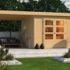 KARIBU Gartenhaus Kerko 6, Naturbelassen, Fichtenholz 19mm, 558 X 306 X 216 Cm, Flachdach, Anbau 2,4m -Gartenmöbel Geschäft 30543 3 01.jpg