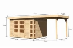 KARIBU Gartenhaus Kerko 6, Naturbelassen, Fichtenholz 19mm, 558 X 306 X 216 Cm, Flachdach, Anbau 2,4m -Gartenmöbel Geschäft 30543 3 05.jpg