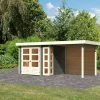 KARIBU Gartenhaus Kerko 3, Terragrau, Fichtenholz 19mm, 508 X 217 X 211 Cm, Flachdach, Anbau 2,4m Mit Rückwand -Gartenmöbel Geschäft 30544 2 01.jpg