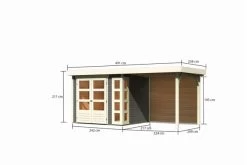 KARIBU Gartenhaus Kerko 3, Terragrau, Fichtenholz 19mm, 508 X 217 X 211 Cm, Flachdach, Anbau 2,4m Mit Rückwand -Gartenmöbel Geschäft 30544 2 05.jpg